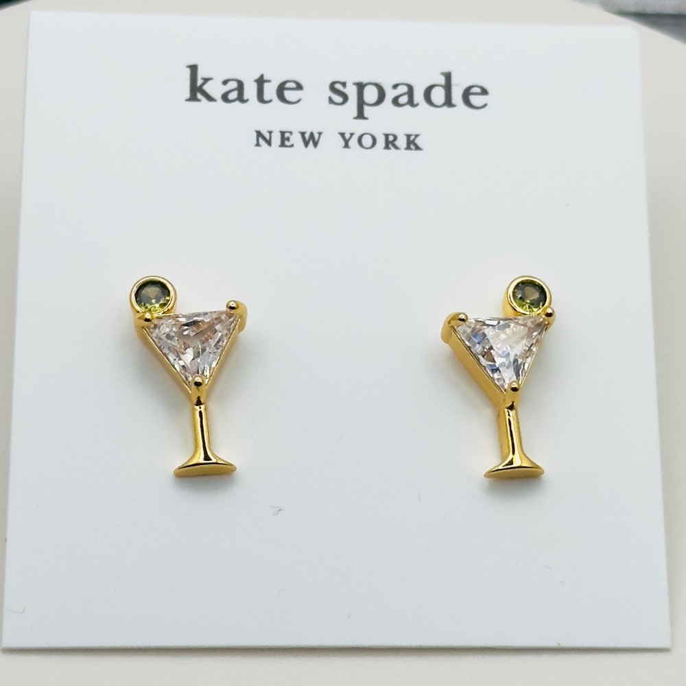 Kate Spade Gold and Green Martini Earrings